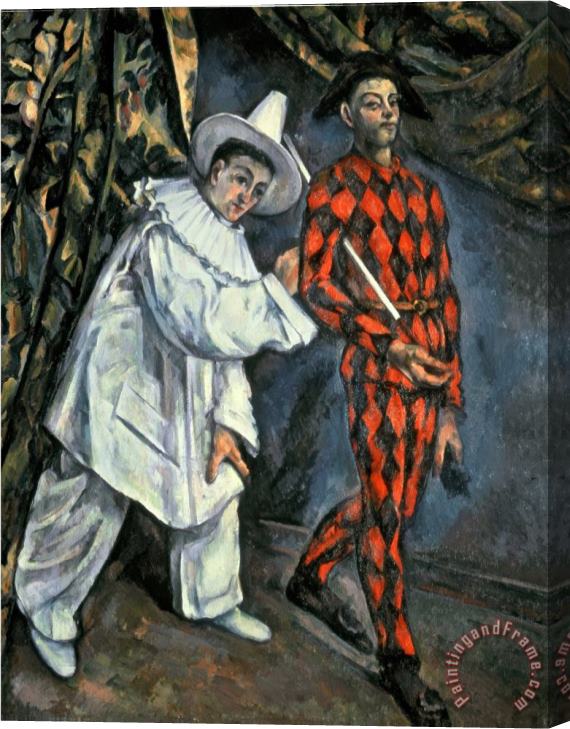 Paul Cezanne Pierrot And Harlequin Mardi Gras 1888 Oil on Canvas Stretched Canvas Painting / Canvas Art