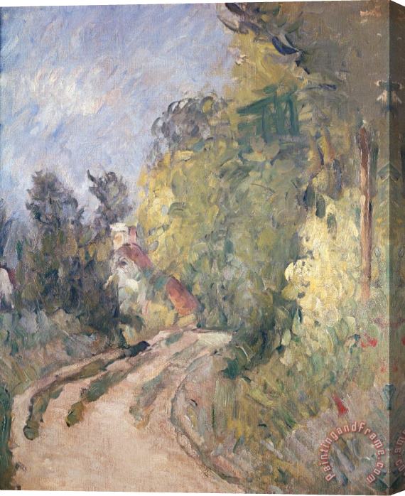 Paul Cezanne Road Turning under Trees Stretched Canvas Painting / Canvas Art