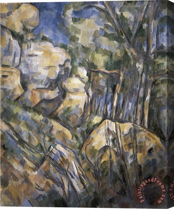 Paul Cezanne Rocks Near The Caves Below The Chateau Noir Stretched Canvas Print / Canvas Art