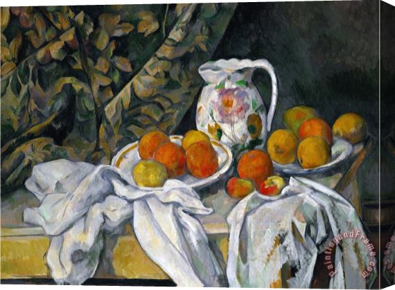 Paul Cezanne Still Life with Curtain And Flowered Pitcher 1899 Stretched Canvas Painting / Canvas Art