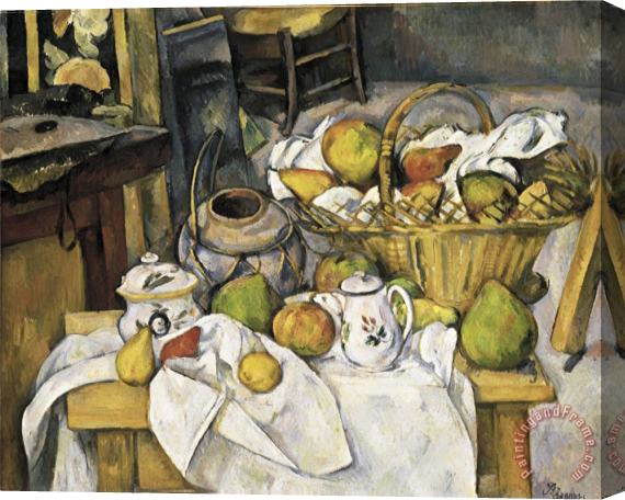 Paul Cezanne Still Life with Fruit Basket 1880 1890 Stretched Canvas Painting / Canvas Art