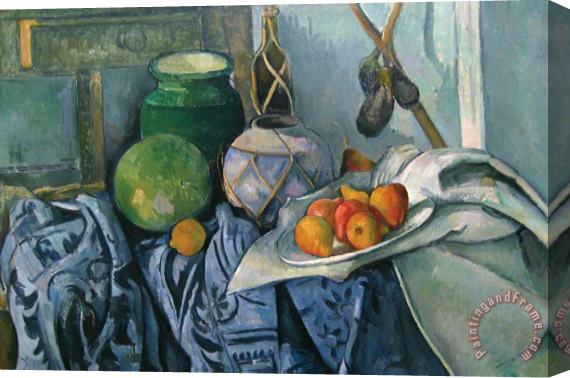 Paul Cezanne Still Life with Ginger Jar And Egg Plants Stretched Canvas Painting / Canvas Art