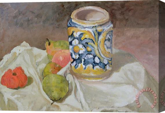 Paul Cezanne Still Life With Italian Earthenware Jar Stretched Canvas Print / Canvas Art