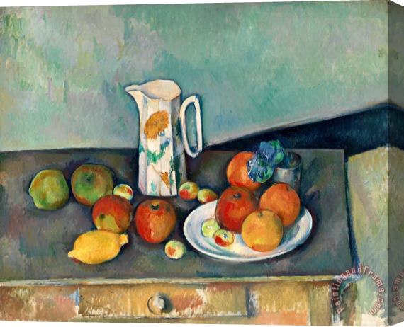 Paul Cezanne Still Life with Milkjug And Fruit Circa 1886 90 Stretched Canvas Painting / Canvas Art