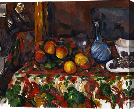 Paul Cezanne Still Life with Peaches Carafe And Figures Circa 1900 Stretched Canvas Print / Canvas Art