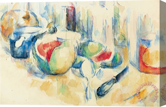 Paul Cezanne Still Life with Sliced Open Watermelon Stretched Canvas Painting / Canvas Art