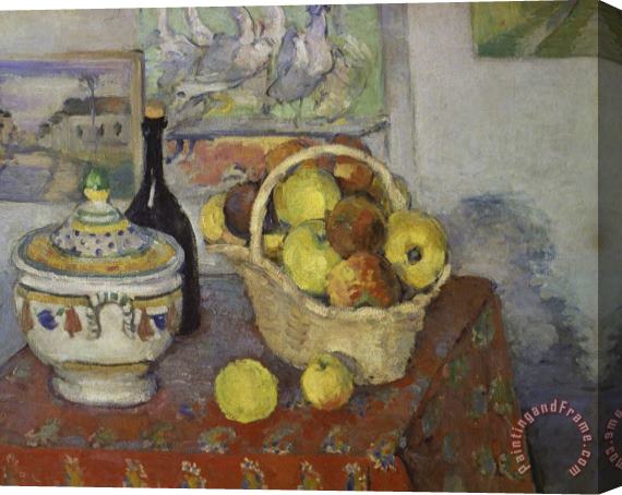 Paul Cezanne Stilleben Mit Obstkorb Und Suppenterrine 1888 1889 Stretched Canvas Painting / Canvas Art