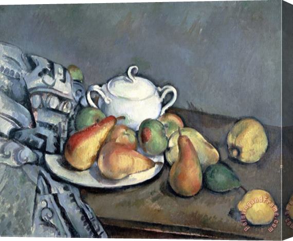 Paul Cezanne Sugar Bowl Pears And Carpet Stretched Canvas Painting / Canvas Art