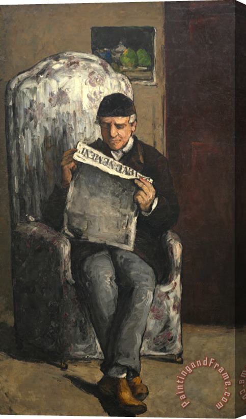 Paul Cezanne The Artists Father Reading L Evenement Stretched Canvas Print / Canvas Art