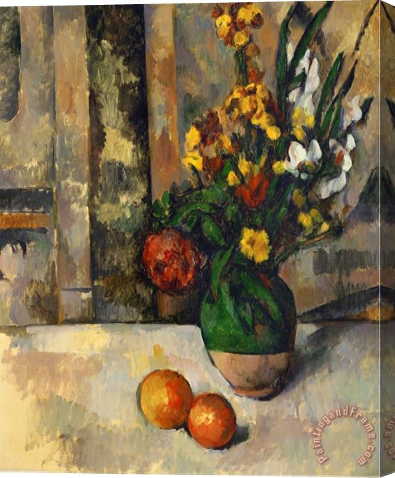 Paul Cezanne Vase And Apples Stretched Canvas Painting / Canvas Art
