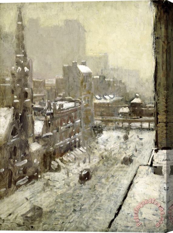 Paul Cornoyer Winter in The City Stretched Canvas Print / Canvas Art