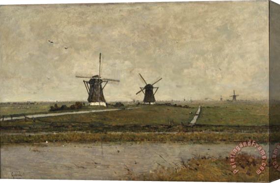 Paul Gabriel Polder with Mills Near Overschie Stretched Canvas Painting / Canvas Art