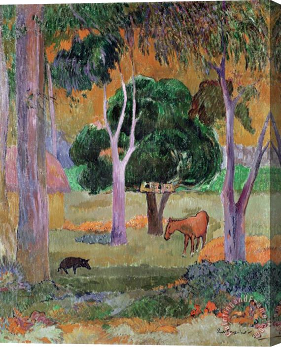 Paul Gauguin Dominican Landscape Or, Landscape with a Pig And Horse Stretched Canvas Painting / Canvas Art
