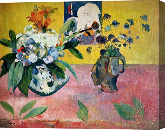 Paul Gauguin Flowers and a Japanese Print Stretched Canvas Print / Canvas Art
