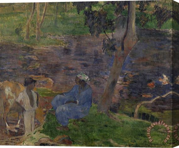 Paul Gauguin On The Shore of The Lake at Martinique Stretched Canvas Painting / Canvas Art