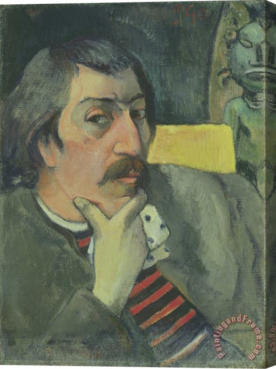 Paul Gauguin Portrait of The Artist with The Idol Stretched Canvas Painting / Canvas Art