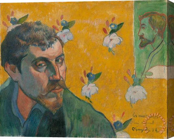 Paul Gauguin Self Portrait with Portrait of Bernard, 'les Miserables' Stretched Canvas Painting / Canvas Art