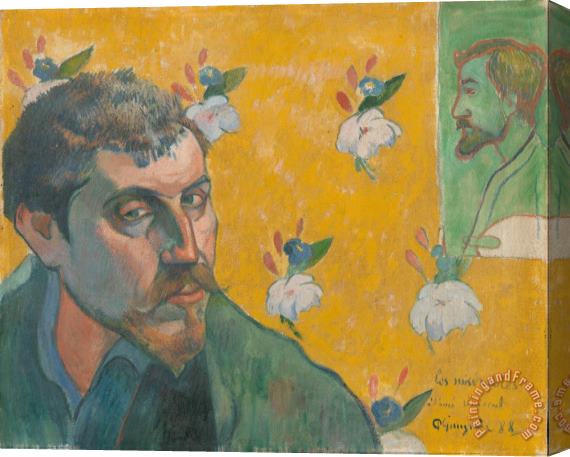 Paul Gauguin Self Portrait with Portrait of Bernard Stretched Canvas Print / Canvas Art
