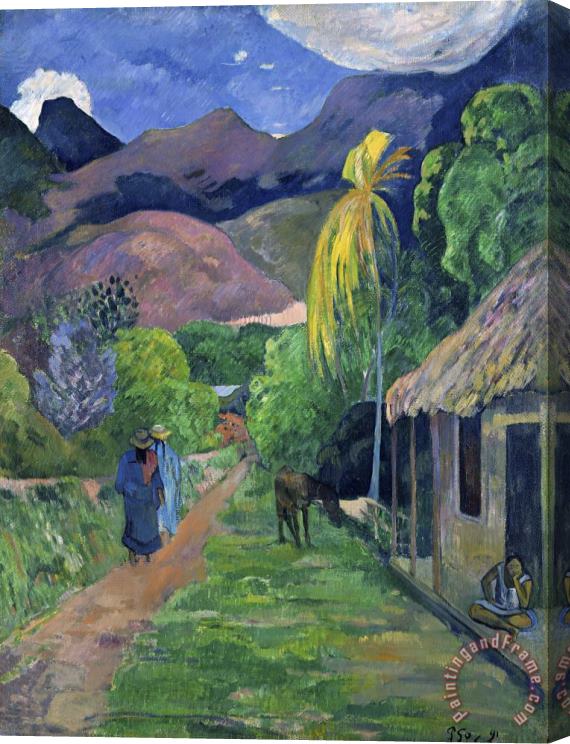Paul Gauguin Street in Tahiti Stretched Canvas Print / Canvas Art