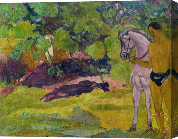 Paul Gauguin The Vanilla Grove, Man And Horse Stretched Canvas Painting / Canvas Art