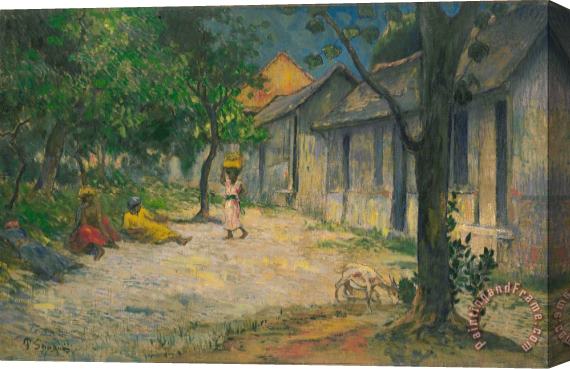 Paul Gauguin Village in Martinique (femmes Et Chevre Dans Le Village) Stretched Canvas Painting / Canvas Art