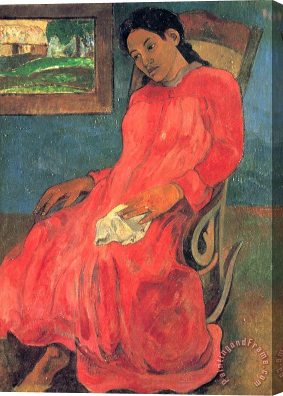 Paul Gauguin Woman in Red Dress Stretched Canvas Print / Canvas Art