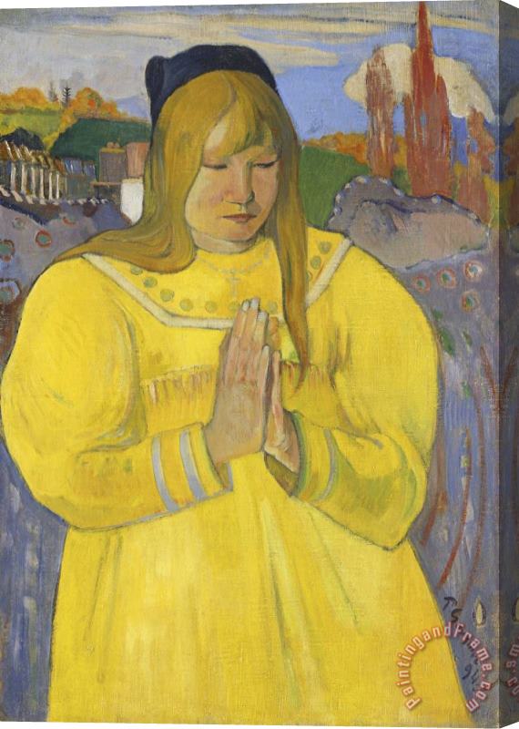 Paul Gauguin Young Christian Girl (bretonne En Priere) Stretched Canvas Painting / Canvas Art