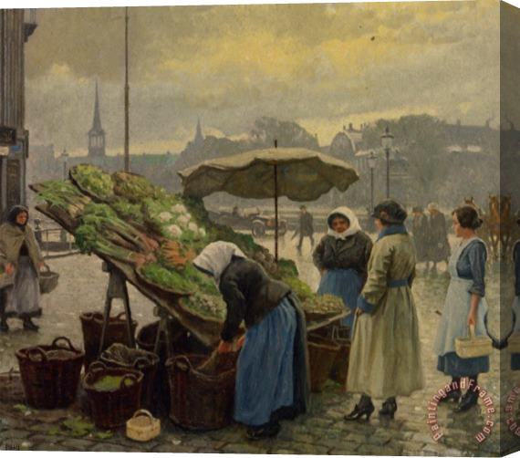 Paul Gustave Fischer At The Vegetable Market Stretched Canvas Print / Canvas Art