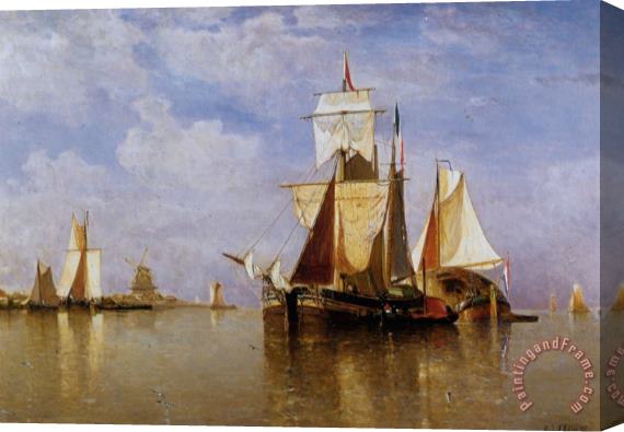 Paul Jean Clays Shipping Off The Dutch Coast Stretched Canvas Print / Canvas Art