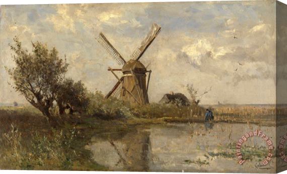 Paul Joseph Constantin Gabriel Windmill on a Pond Stretched Canvas Painting / Canvas Art