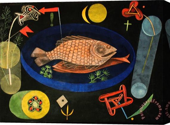 Paul Klee Around The Fish Stretched Canvas Painting / Canvas Art