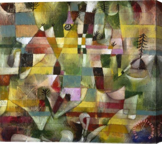 Paul Klee Landscape with Yellow Steeple 1920 Stretched Canvas Print / Canvas Art