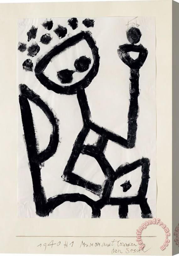 Paul Klee Mumon Drunk Falls Into The Chair 1940 Stretched Canvas Print / Canvas Art