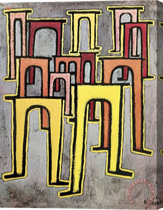 Paul Klee Viaducts Break Ranks Stretched Canvas Painting / Canvas Art