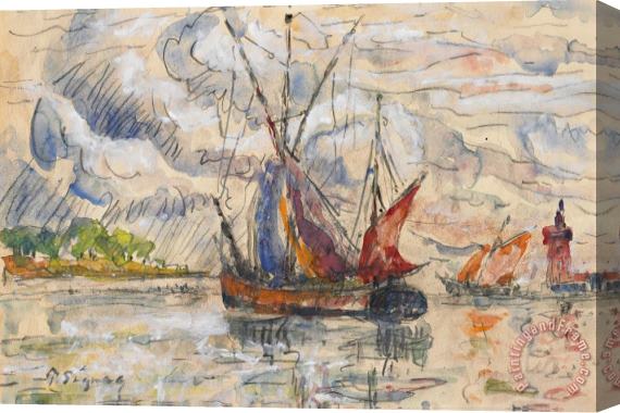 Paul Signac Fishing Boats In La Rochelle Stretched Canvas Print / Canvas Art