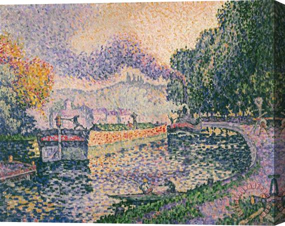 Paul Signac The Tugboat, Canal in Samois Stretched Canvas Painting / Canvas Art