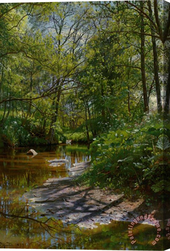 Peder Mork Monsted A River Landscape Stretched Canvas Print / Canvas Art