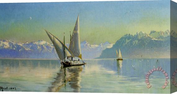 Peder Mork Monsted Udsigt Ved Geneve Soen, Schweiz Stretched Canvas Painting / Canvas Art