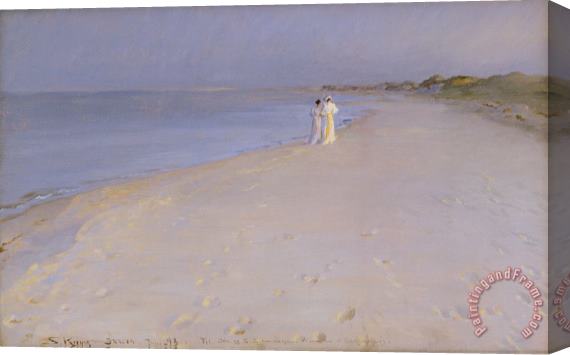 Peder Severin Kroyer Summer evening at the South Beach Stretched Canvas Painting / Canvas Art