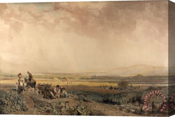 Peter de Wint Harvesters in Landscape in Sussex Stretched Canvas Print / Canvas Art