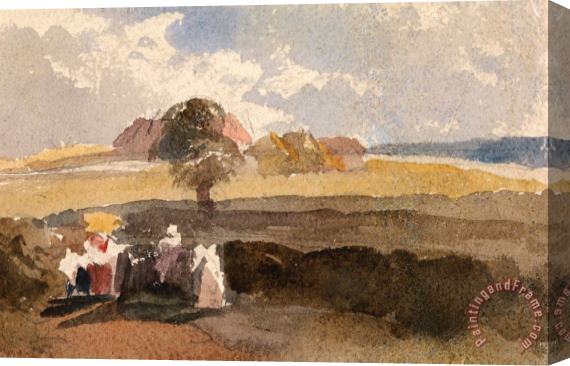 Peter de Wint Landscape Sketch with Figures in Foreground Stretched Canvas Print / Canvas Art