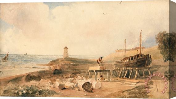 Peter de Wint Shipbuilding on The Yorkshire Coast Stretched Canvas Painting / Canvas Art