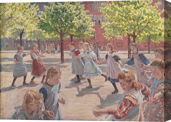 Peter Hansen Playing Children, Enghave Square Stretched Canvas Print / Canvas Art