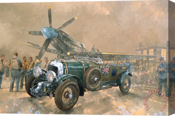 Peter Miller Bentley and Spitfire Stretched Canvas Painting / Canvas Art