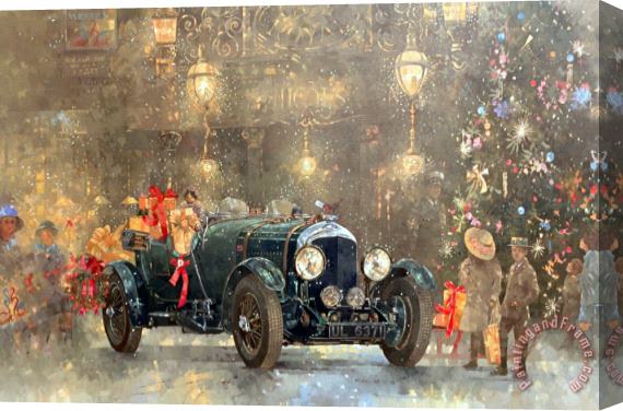 Peter Miller Christmas Bentley Stretched Canvas Print / Canvas Art