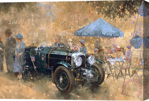 Peter Miller Garden party with the Bentley Stretched Canvas Print / Canvas Art