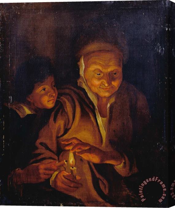 Peter Paul Rubens A Boy Lighting a Candle From One Held by an Old Woman Stretched Canvas Painting / Canvas Art