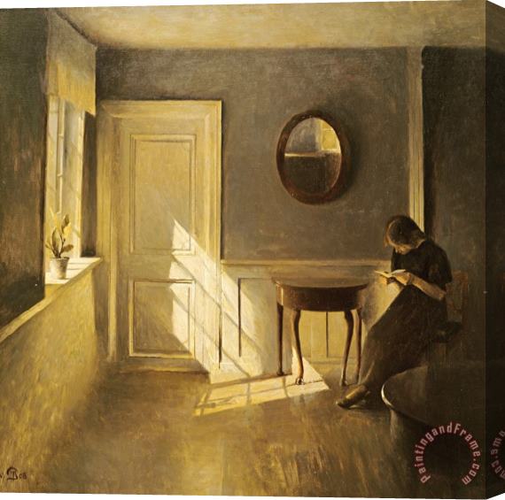 Peter Vilhelm Ilsted A Girl Reading in an Interior Stretched Canvas Print / Canvas Art