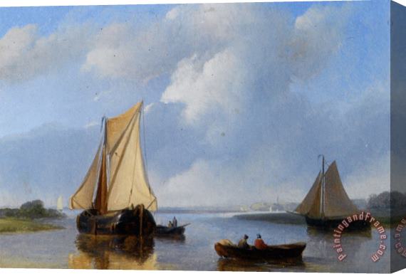 Petrus Jan Schotel Shipping in a Calm Stretched Canvas Painting / Canvas Art