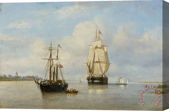 Petrus Paulus Shiedges Shipping on a River Stretched Canvas Print / Canvas Art